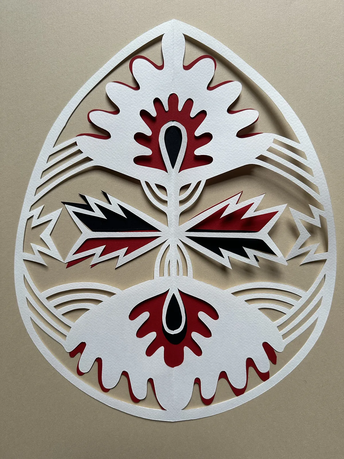 Image of "Podillia Pysanka" by Daria Alyoshkina, size: 40х50, made of paper, Paper medium, part of the Витинанка-писанка(за мотивами подільських писанок) series, priced at €100