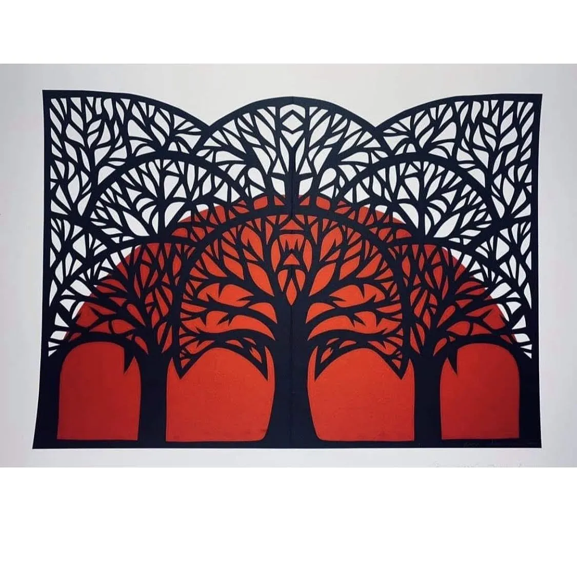 Obraz "Słońce zachodzi" autorstwa Daria Aloszkina, rozmiar: 50*35, 50*40, wykonany z PAPIER, medium Papier, część serii Природа, cena: €100