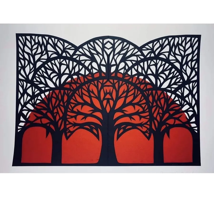 Obraz "Słońce zachodzi" autorstwa Daria Aloszkina, rozmiar: 50*35, 50*40, wykonany z PAPIER, medium Papier, część serii Природа, cena: €100