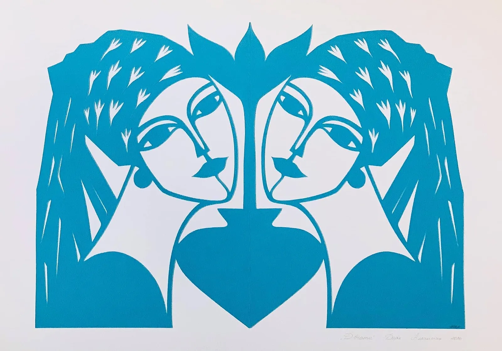 Image of "Girls with Blue Eyes" by Daria Alyoshkina, size: 50*35, 50*40 , made of paper, Paper medium, part of the Жінки series, priced at €80